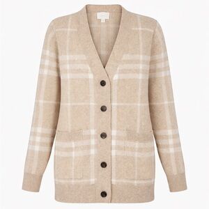 Cyrus Beige Plaid Women's Cardigan